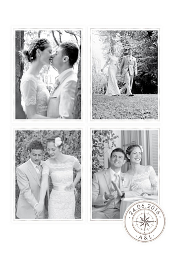 Carte de remerciement mariage Voyage blanc - Recto Carte de remerciement mariage Voyage blanc - Recto