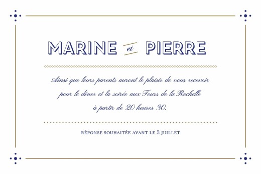 Carton d'invitation mariage Rétro bleu bronze