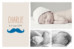 Faire-part de naissance Moustache paysage 3 photos turquoise - Page 1 Faire-part de naissance Moustache paysage 3 photos turquoise - Page 1