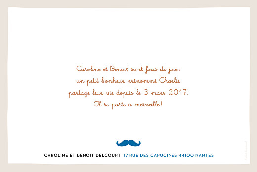Faire-part de naissance Moustache paysage 3 photos turquoise - Page 2 Faire-part de naissance Moustache paysage 3 photos turquoise - Page 2