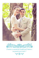 Carte de remerciement mariage Papel Picado (portrait) turquoise