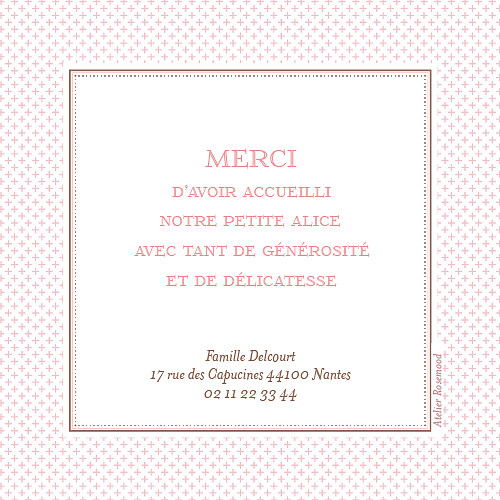 Carte de remerciement Merci motif chic médaillon corail - Page 2 Carte de remerciement Merci motif chic médaillon corail - Page 2