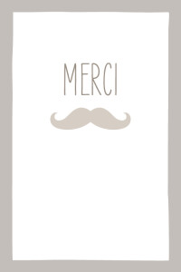 Carte de remerciement Moustache portrait photo taupe