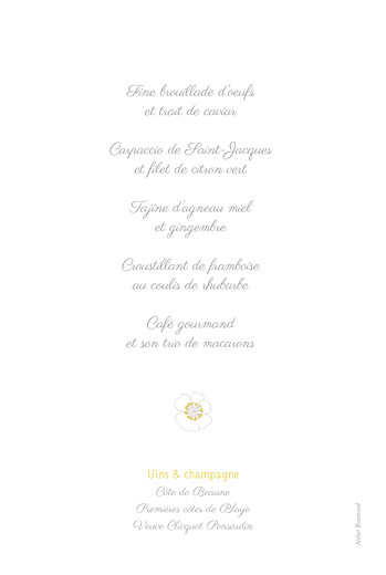 Menu de baptême Couronne de fleurs ocre - Verso Menu de baptême Couronne de fleurs ocre - Verso