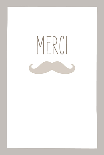 Carte de remerciement Moustache portrait 4 photos taupe - Recto