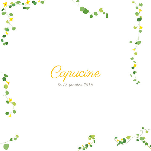 Faire-part de naissance Capucine photo jaune Faire-part de naissance Capucine photo jaune