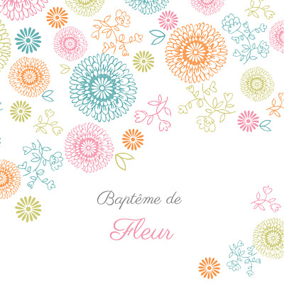 Faire-part de baptême Champetre multicolore finition Faire-part de baptême Champetre multicolore finition