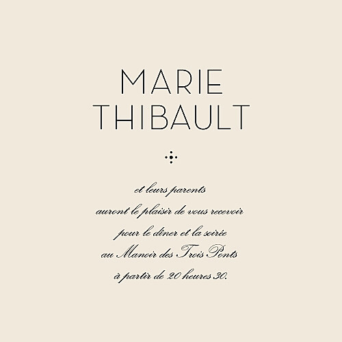 Carton d'invitation mariage Boudoir beige noir - Page 1