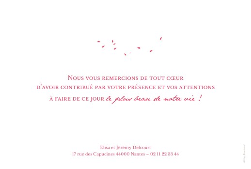Carte de remerciement mariage Bouquet paysage rouge - Verso Carte de remerciement mariage Bouquet paysage rouge - Verso