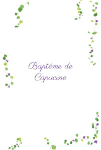 Menu de baptême Capucine photo violet Menu de baptême Capucine photo violet