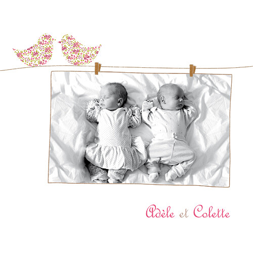 Faire-part de naissance Poétique jumeaux rose - Page 1 Faire-part de naissance Poétique jumeaux rose - Page 1