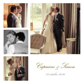 Carte de remerciement mariage Classique 6 photos blanc