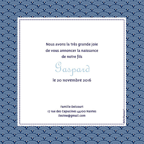 Faire-part de naissance Pattern écusson bleu Faire-part de naissance Pattern écusson bleu