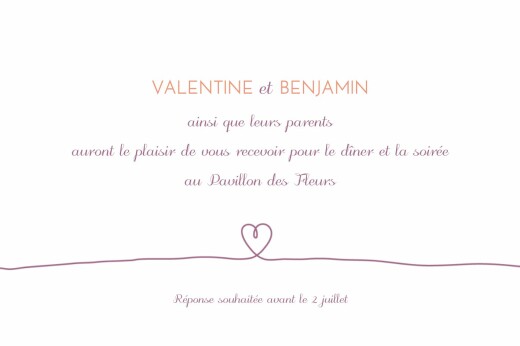 Carton d'invitation mariage Tendresse violet - Page 1