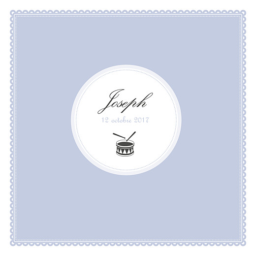 Faire-part de naissance Tambour photo bleu gris Faire-part de naissance Tambour photo bleu gris