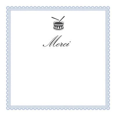 Carte de remerciement Petit tambour photo bleu gris finition Carte de remerciement Petit tambour photo bleu gris finition