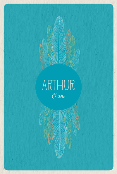 Carte d'anniversaire Plumes d\'indiens bleu finition Carte d'anniversaire Plumes d\'indiens bleu finition