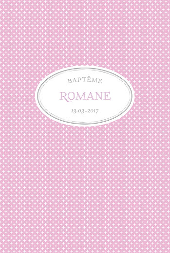 Menu de baptême Motif chic écusson parme - Recto Menu de baptême Motif chic écusson parme - Recto