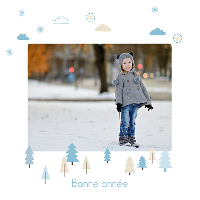 Carte de voeux Winter forest bleu finition Carte de voeux Winter forest bleu finition