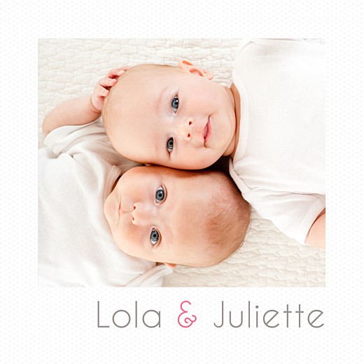 Faire-part de naissance Jumeaux polaroid blanc - Recto