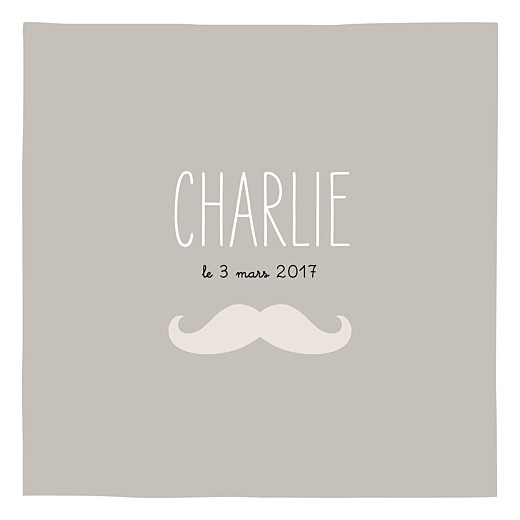 Faire-part de naissance Moustache 1 photo taupe Faire-part de naissance Moustache 1 photo taupe
