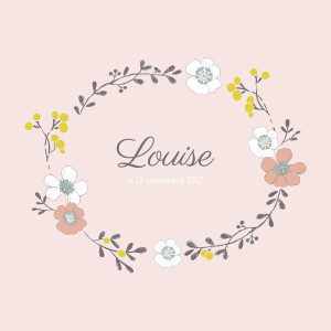 Faire-part de naissance Couronne de fleurs rose Faire-part de naissance Couronne de fleurs rose