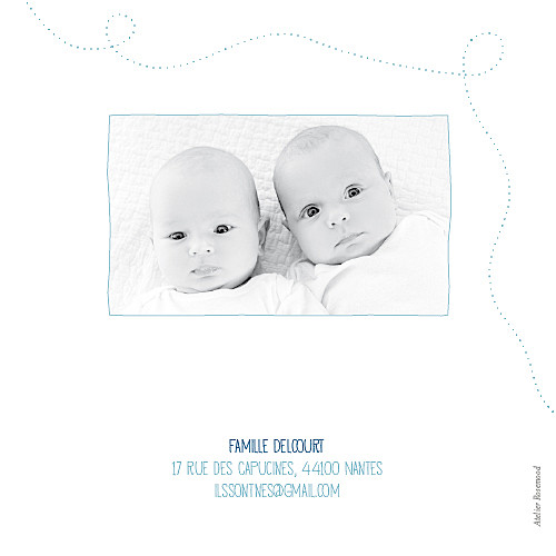 Faire-part de naissance Jumeaux origami bateaux bleu Faire-part de naissance Jumeaux origami bateaux bleu