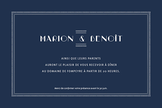 Carton d'invitation mariage Monogramme bleu nuit - Page 2 Carton d'invitation mariage Monogramme bleu nuit - Page 2
