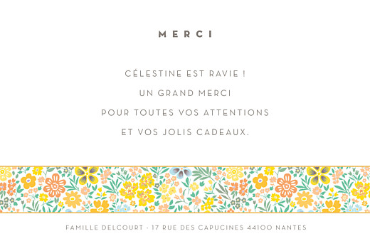 Carte de remerciement Merci mille fleurs orange Carte de remerciement Merci mille fleurs orange