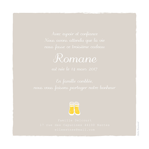 Faire-part de naissance Balade (1 enfant) beige jaune - Page 2 Faire-part de naissance Balade (1 enfant) beige jaune - Page 2