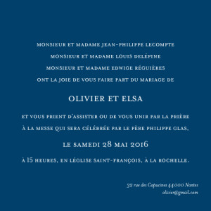 Faire-part de mariage Chic bleu roi Faire-part de mariage Chic bleu roi