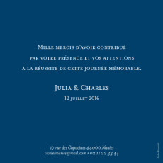 Carte de remerciement mariage Chic (photo) bleu roi Carte de remerciement mariage Chic (photo) bleu roi