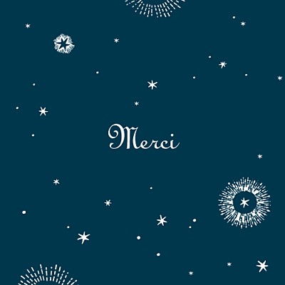 Carte de remerciement Merci constellation bleu nuit finition Carte de remerciement Merci constellation bleu nuit finition