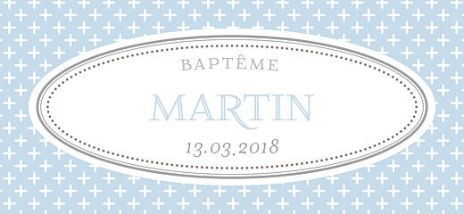 Etiquette perforée baptême Motif chic bleu dragee - Page 1