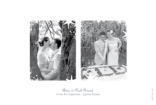 Carte de remerciement mariage Étoile 3 photos gris bleu - Verso