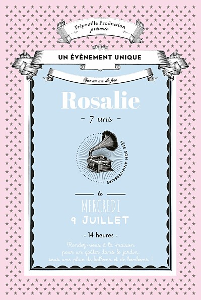 Carte d'anniversaire Festival rose bleu finition Carte d'anniversaire Festival rose bleu finition