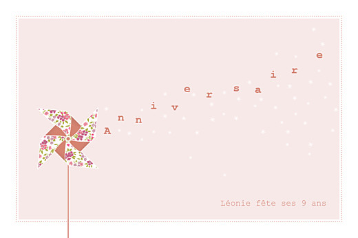 Carte d'anniversaire Moulin à vent rose - Recto Carte d'anniversaire Moulin à vent rose - Recto