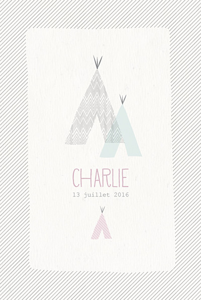 Faire-part de naissance Tipis photo (4 pages) beige rose finition Faire-part de naissance Tipis photo (4 pages) beige rose finition