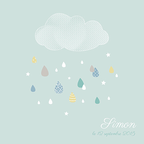 Faire-part de naissance Tombe la pluie (3 photos) vert Faire-part de naissance Tombe la pluie (3 photos) vert