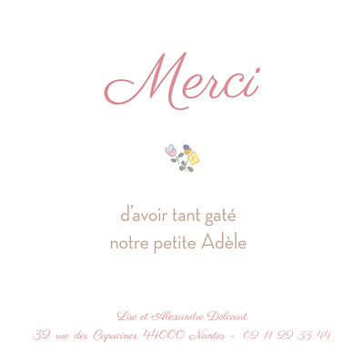 Carte de remerciement Merci jardin fleuri jaune finition Carte de remerciement Merci jardin fleuri jaune finition