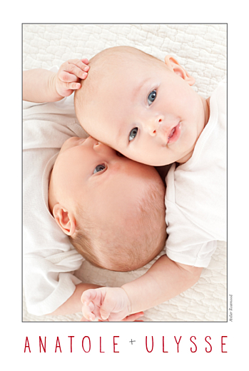 Faire-part de naissance À la une ! jumeaux blanc Faire-part de naissance À la une ! jumeaux blanc
