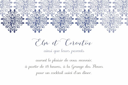 Carton d'invitation mariage Grâce blanc bleu - Page 1
