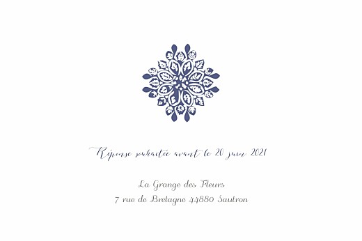 Carton d'invitation mariage Grâce blanc bleu - Page 2