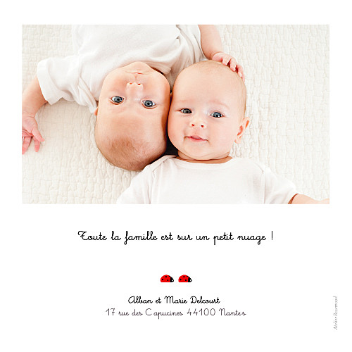 Faire-part de naissance Coccinelle jumeaux gris - Page 2 Faire-part de naissance Coccinelle jumeaux gris - Page 2