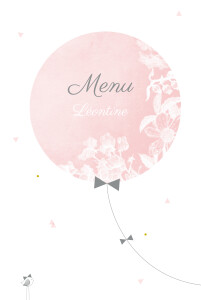 Menu de baptême Là-haut rose Menu de baptême Là-haut rose