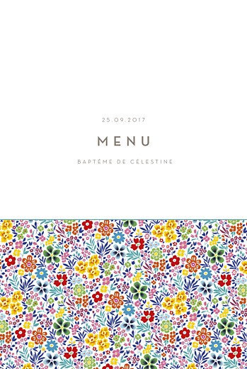 Menu de baptême Mille Fleurs jaune & rouge - Page 1 Menu de baptême Mille Fleurs jaune & rouge - Page 1