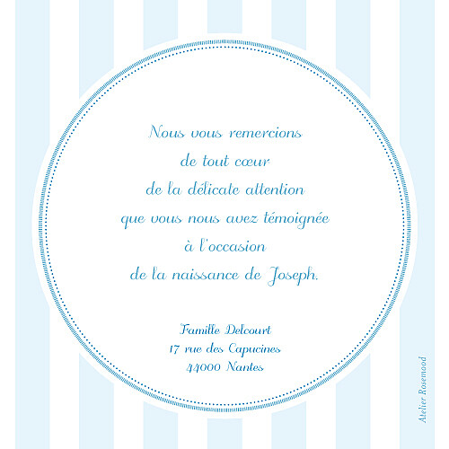 Carte de remerciement Petites douceurs bleu - Verso Carte de remerciement Petites douceurs bleu - Verso