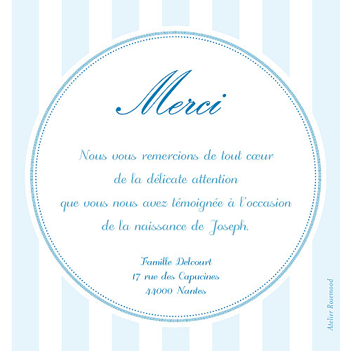 Carte de remerciement Petites douceurs photo bleu - Verso Carte de remerciement Petites douceurs photo bleu - Verso