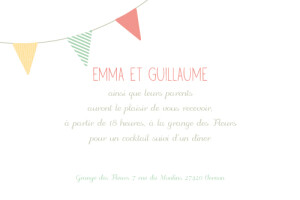 Carton d'invitation mariage Guinguette pastel