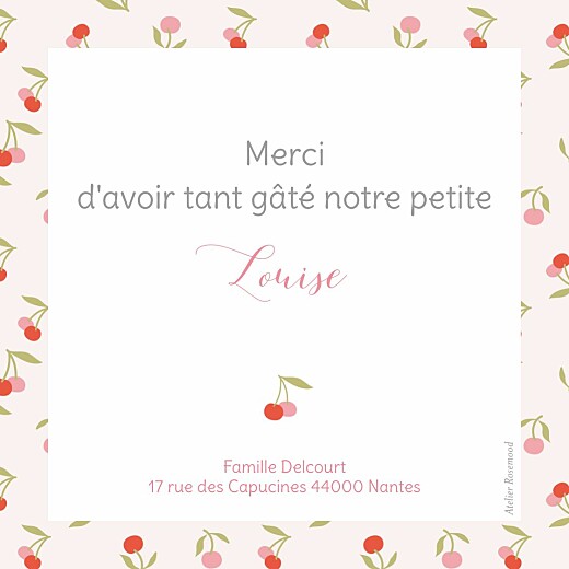 Carte de remerciement Petites cerises photo rouge - Verso Carte de remerciement Petites cerises photo rouge - Verso